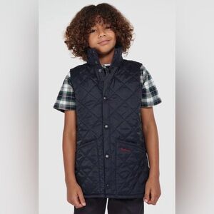 Barbour Kids' Liddesdale Quilted Sleeveless Gilet in Navy Blue Size XL